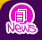 This News button has a pink circle with an image of sheets of paper in it. Underneath is the word News in pink text.