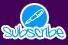 This Subscribe button has a blue circle with an image of a pen in it. Underneath is the word Subscribe in blue text.